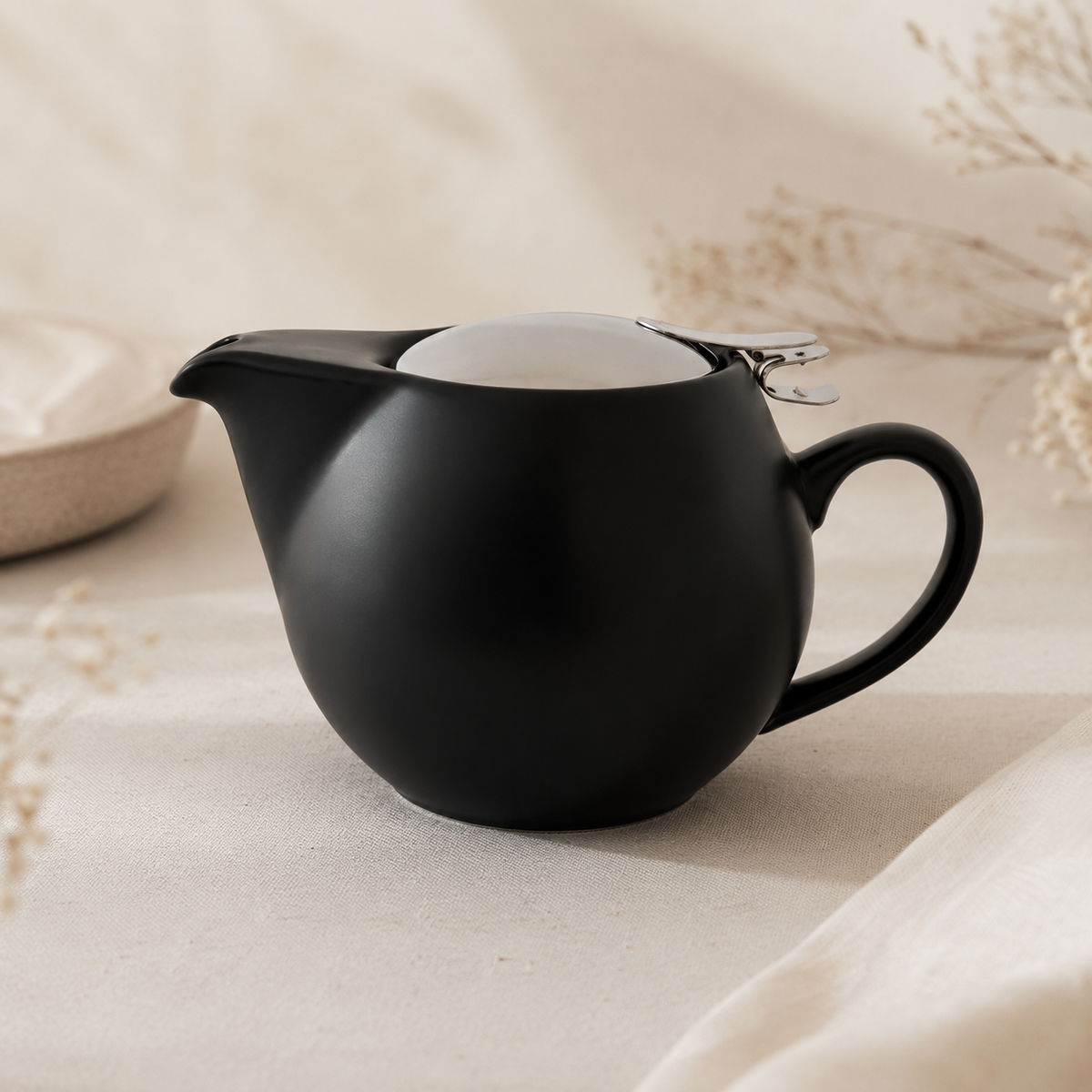 Black Ceramic Teapot